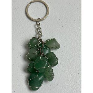 Wire-Wrapped Green Grapes Stones Metal Keychain for Women